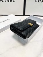 Chanel Cc Logo Long Flap Wallet Gold Black 19Cm - Image 5