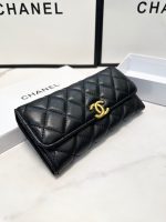 Chanel Cc Logo Long Flap Wallet Gold Black 19Cm - Image 6