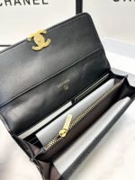 Chanel Cc Logo Long Flap Wallet Gold Black 19Cm - Image 9
