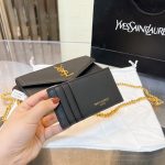 Saint Laurent Uptown Chain Wallet In Grain De Poudre Embossed Black 19Cm 6077881Gf0J1000 - Image 7