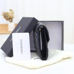 Saint Laurent Cassandre Matelassé Small Envelope Wallet In Grain De Poudre Leather Black Silver 13Cm 414404Bow021000 - Image 7