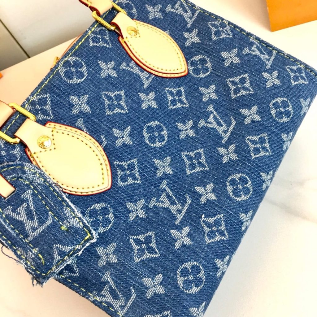Louis Vuitton Onthego Lv Monogram Denim Tote Bag Light Blue 25Cm - Image 7