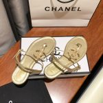 Chanel Gold Pearl Cc Logo Thong Sandals Golden - Image 6
