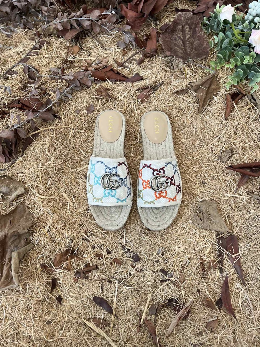 Gucci Women's GG Multicolor Slip On Espadrille Slide Sandals 678037 UFT70 8470 - Image 4