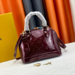 Louis Vuitton Alma BB Monogram Vernis Leather Dark Red 23Cm - Image 3