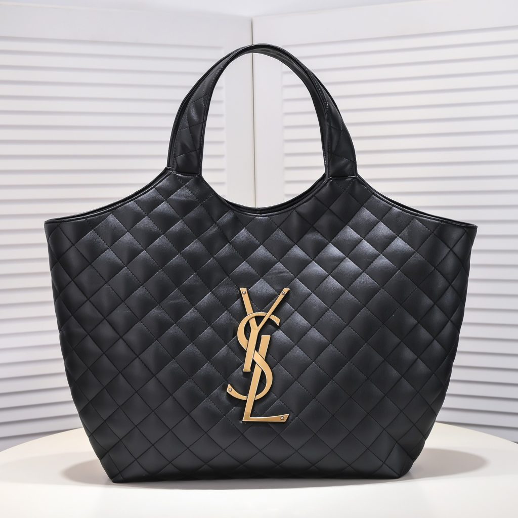 Saint Laurent Icare Maxi Quilted Shoulder Bag Black 50cm 698651AAANG1000 - Image 3