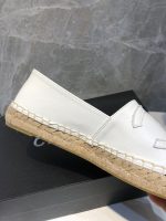Chanel Embroidered Espadrille Leather Black Cap Toe Flats White CC - Image 9