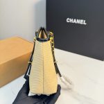 Chanel Small Shopping Bag Braided Raffia Effect Canvas And Gold Tone Metal In Beige 20Cm - Image 7