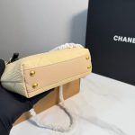 Chanel Small Shopping Bag Braided Raffia Effect Canvas And Gold Tone Metal In Beige 20Cm - Image 8