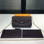 Louis Vuitton Félicie Pochette Monogram Empreinte Leather Crossbody Bag Black 21cm M82477 - Image 3