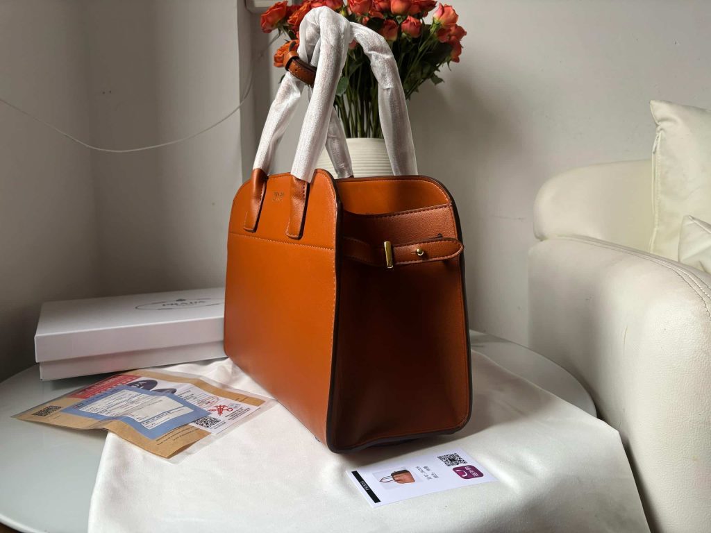 Prada Medium Leather Tote Bag Dark Orange 32Cm 1Bg517 2Cys F03Bh V Ooo - Image 4