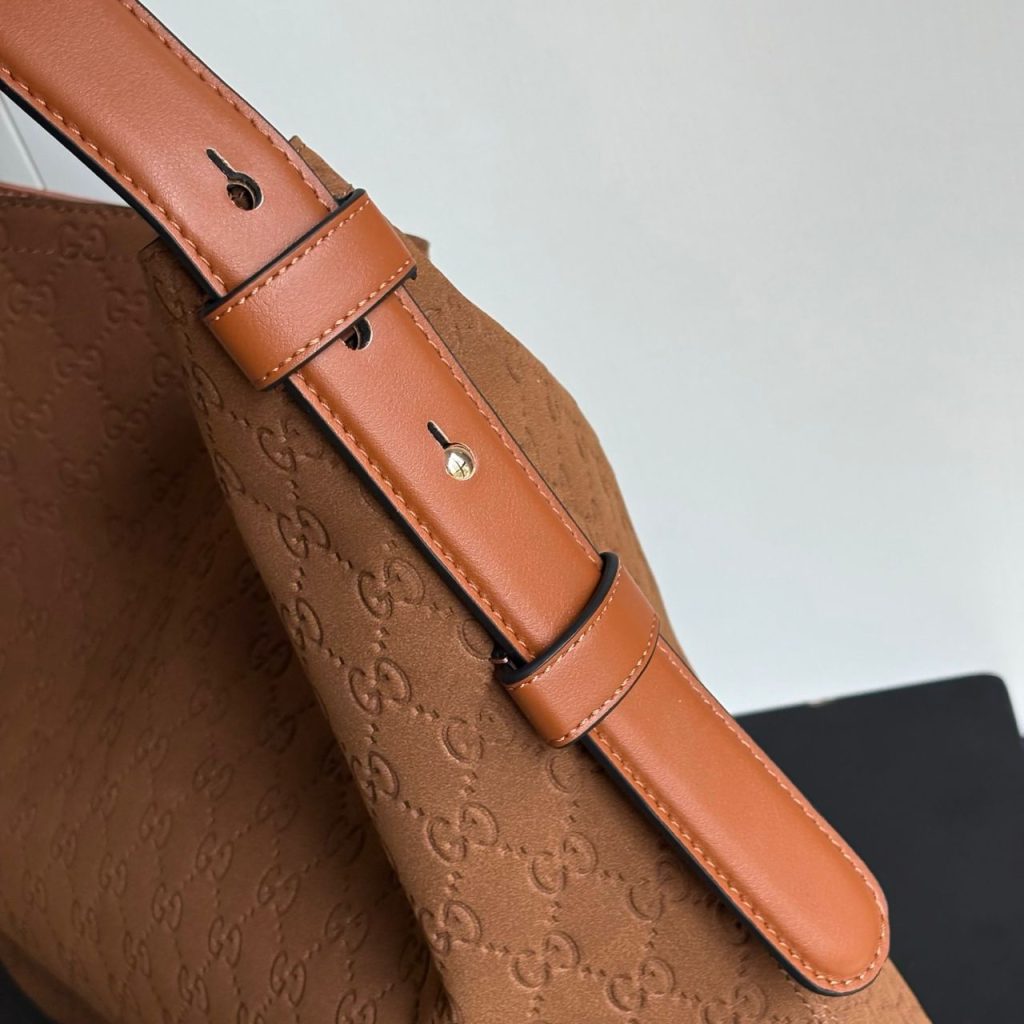 Gucci Beatrix Large Tote Bag GG Suede Bottom Brown 40Cm - Image 5