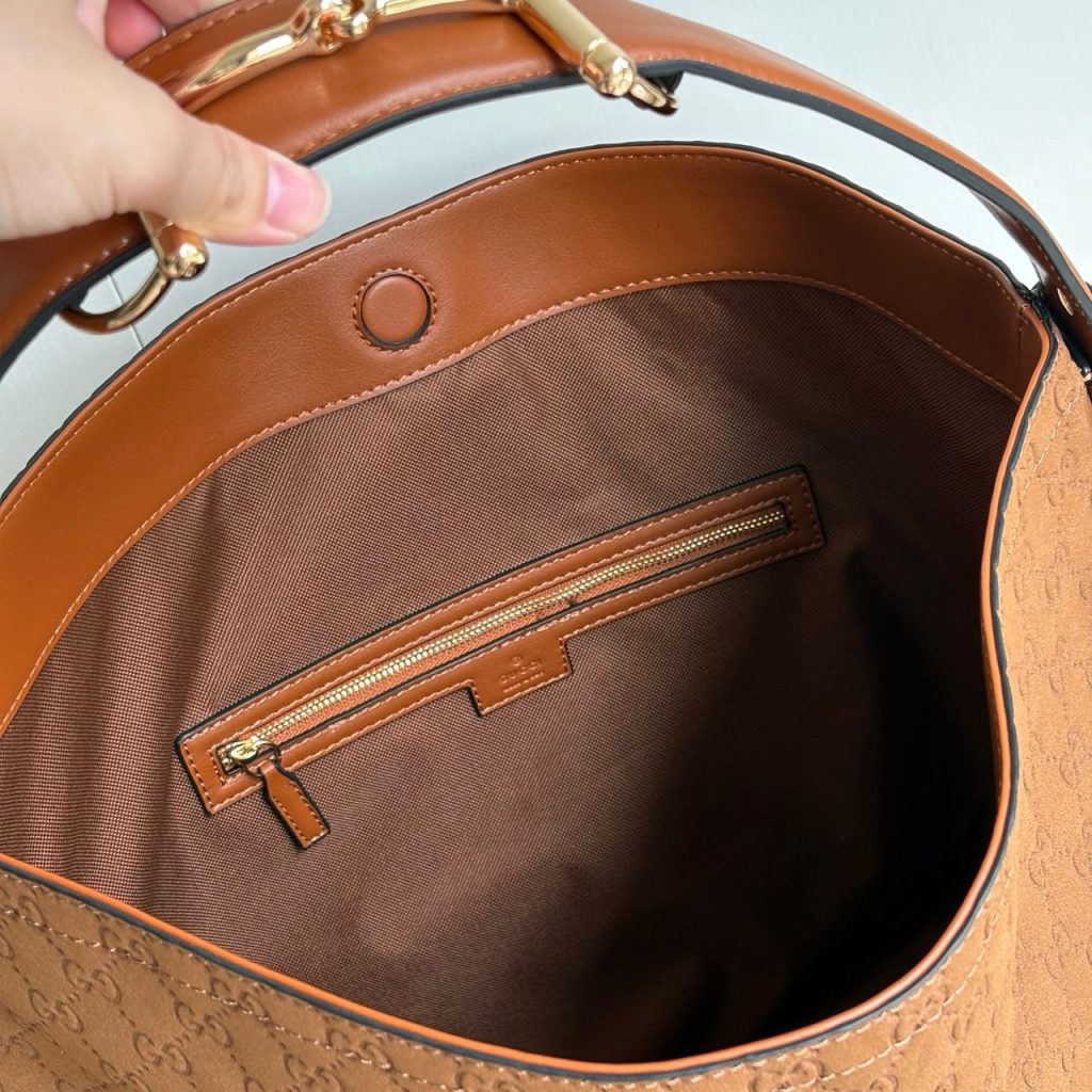 Gucci Beatrix Large Tote Bag GG Suede Bottom Brown 40Cm - Image 6