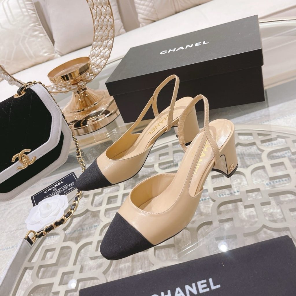 Chanel Slingbacks Grosgrain Beige & Black G31318 Y50006 C8378 - Image 4