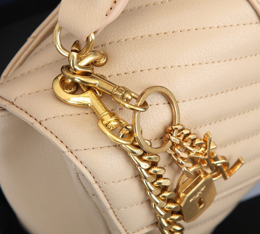 Saint Laurent Collège Medium Chain Bag In Quilted Leather Beige 24Cm 600279Brm072721 - Image 11