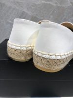Chanel Embroidered Espadrille Leather Cap Toe Flats White - Image 9