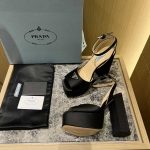Prada High Heeled Satin Sandals Black 1Xp48B 049 F0002 F 135 - Image 10