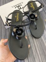 CHANEL JELLY BLACK RUBBER CAMELLIA SANDALS BLACK - Image 7