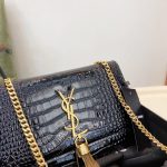 Saint Laurent Kate Medium With Tassel In Shiny Crocodile Embossed Leather Black 22Cm 354119Aaay14083 - Image 6