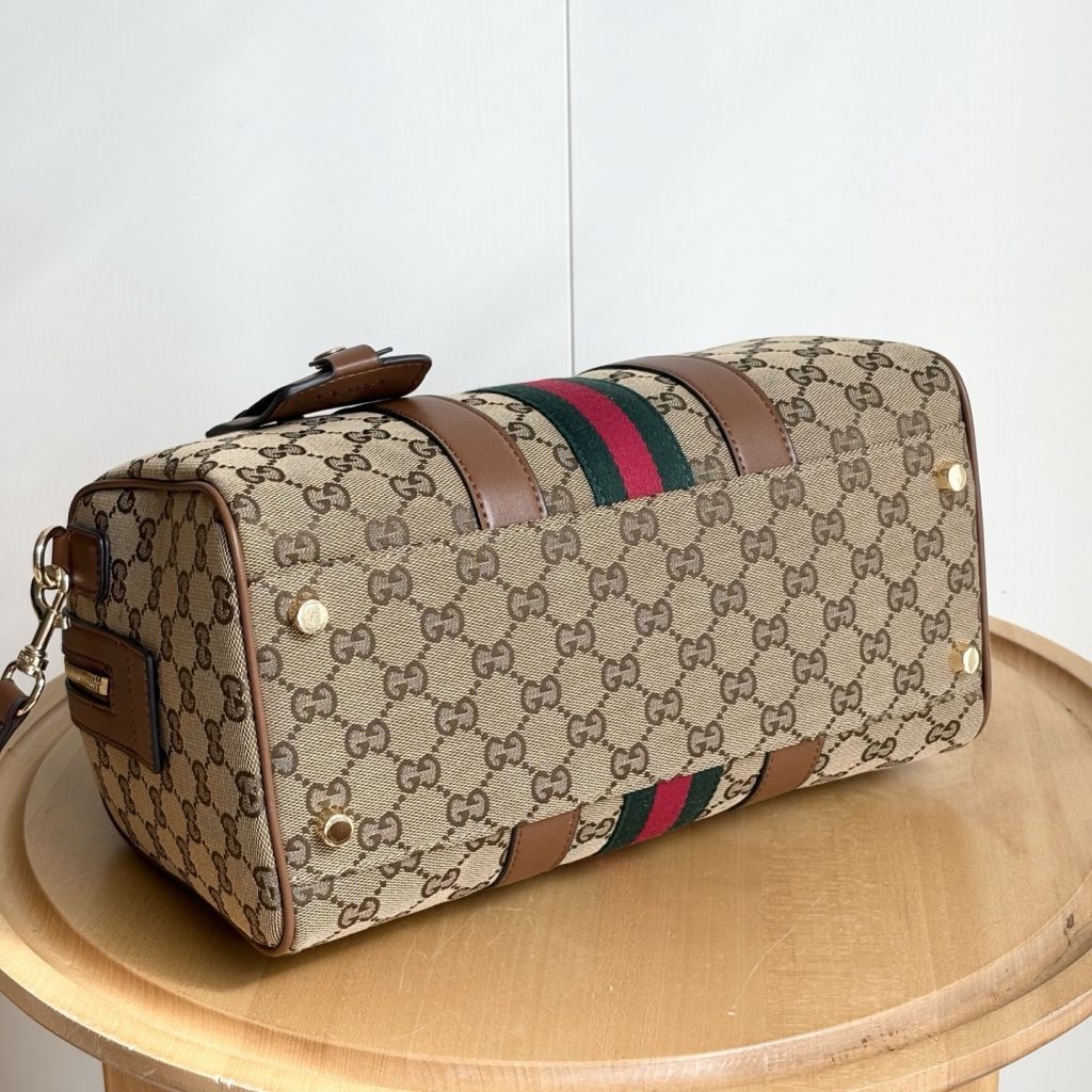 Gucci Ophidia Medium Boston Bag Beige And Brown GG Canvas 30Cm ‎857595 FAFUF 9870 - Image 8