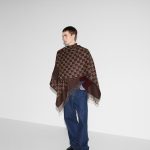 Gucci Gg Wool Jacquard Cape Brown And Beige 140cm 817831 3g200 2579 - Image 7