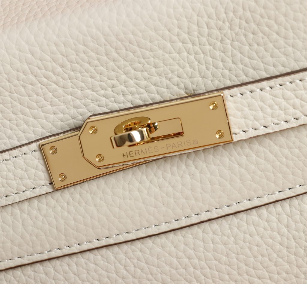 Hermes Kelly White Sellier Rouge Epsom Gold Hardware 25Cm - Image 3