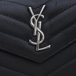 Saint Laurent Cassandre Matelassé Small Envelope Wallet In Grain De Poudre Leather Black Silver 13Cm 414404Bow021000 - Image 9