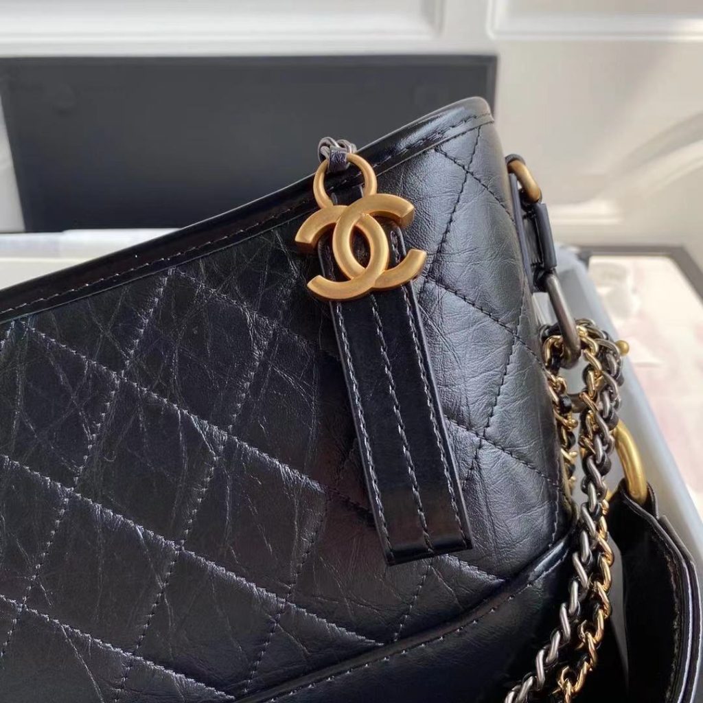 Chanel Gabrielle Small Hobo Bag Smooth Gold Silver Tone Black 20Cm As1582 B03936 94305 - Image 10