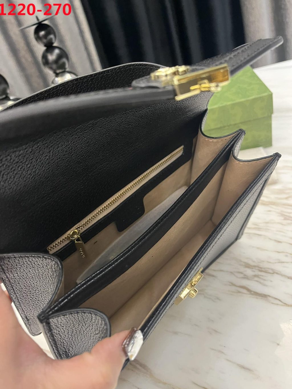 Gucci Gg Matelassé Small Top Handle Bag Black 24Cm - Image 6