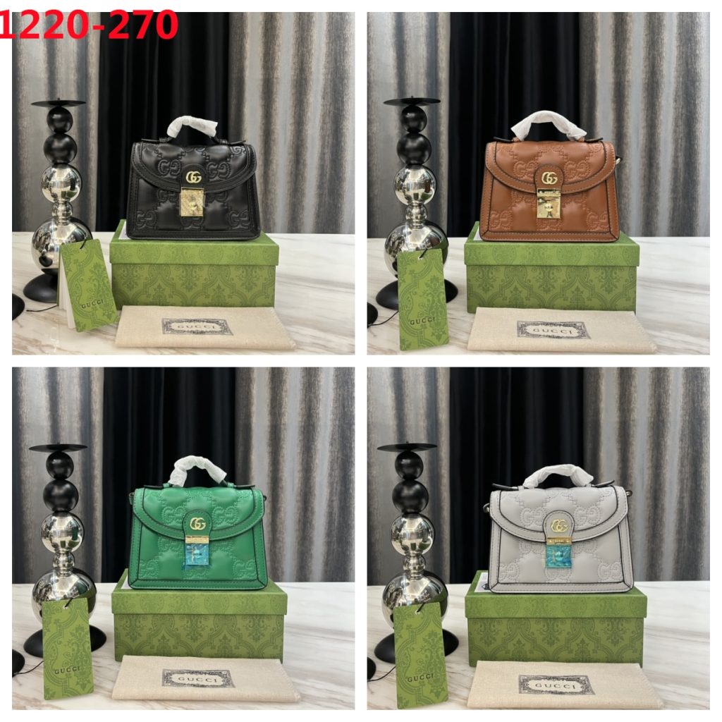 Gucci Gg Matelassé Small Top Handle Bag Brown 20Cm - Image 4