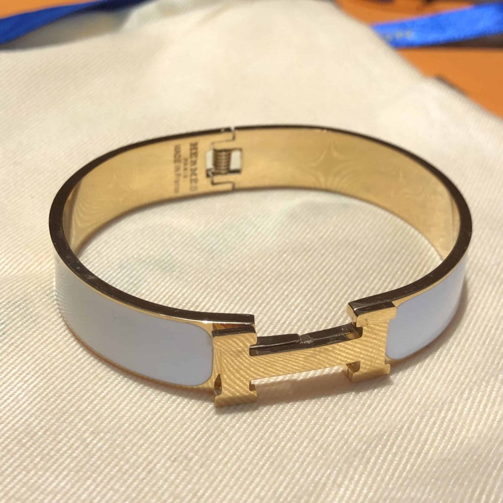 Hermes Clic Clac H Bracelet Gold In Light Blue - Image 3