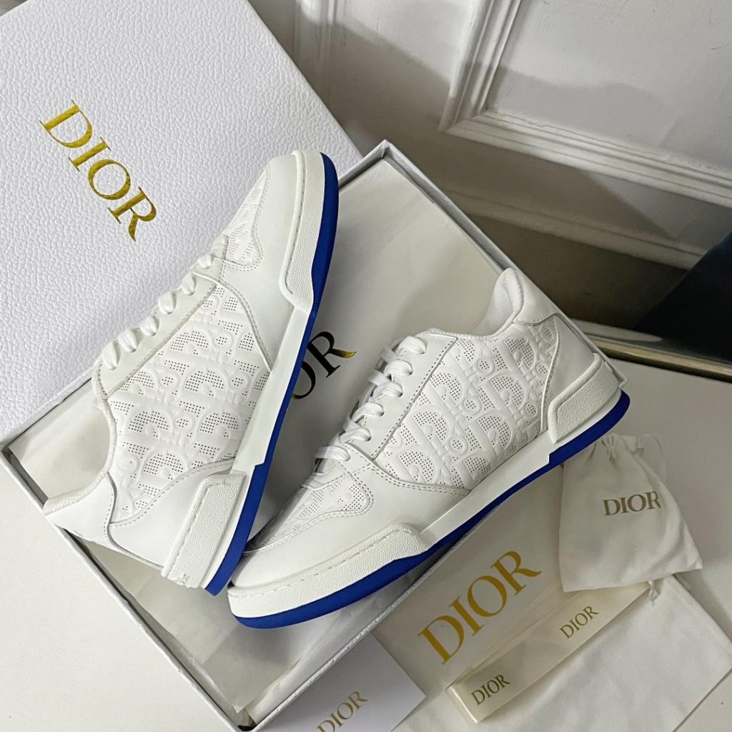 White Dior Oblique Perforated Calfskin Sneaker - Image 3