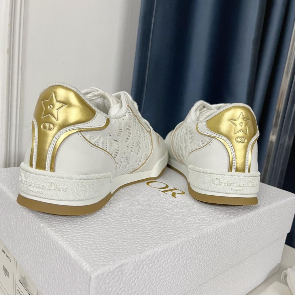 White Dior Oblique Perforated Calfskin Sneaker - Image 4