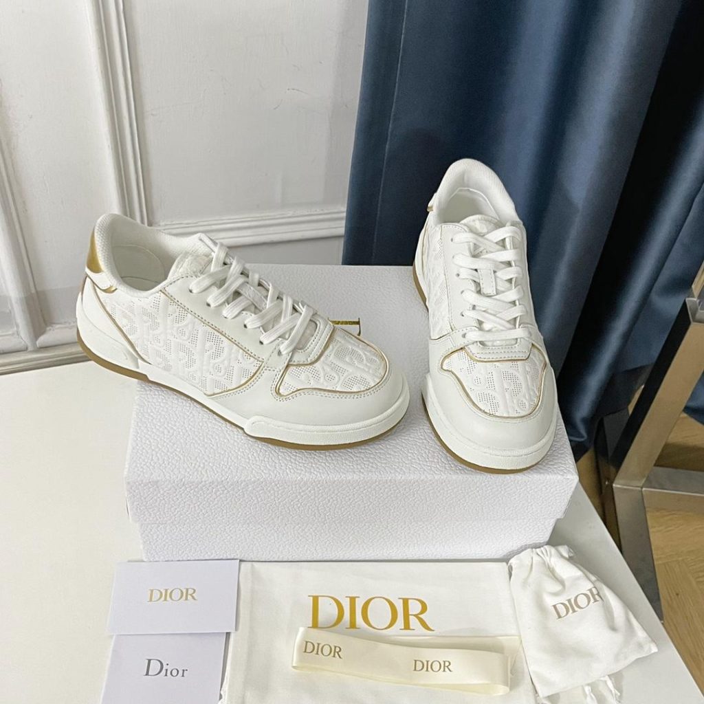 White Dior Oblique Perforated Calfskin Sneaker - Image 2