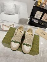 Gucci Virtus Distressed Leather And Webbing Trainers In Grey - Image 2
