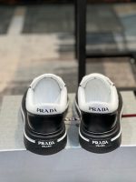 Prada Leather Fashion Sneakers Black White - Image 4