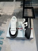 Prada Leather Fashion Sneakers Black White - Image 2