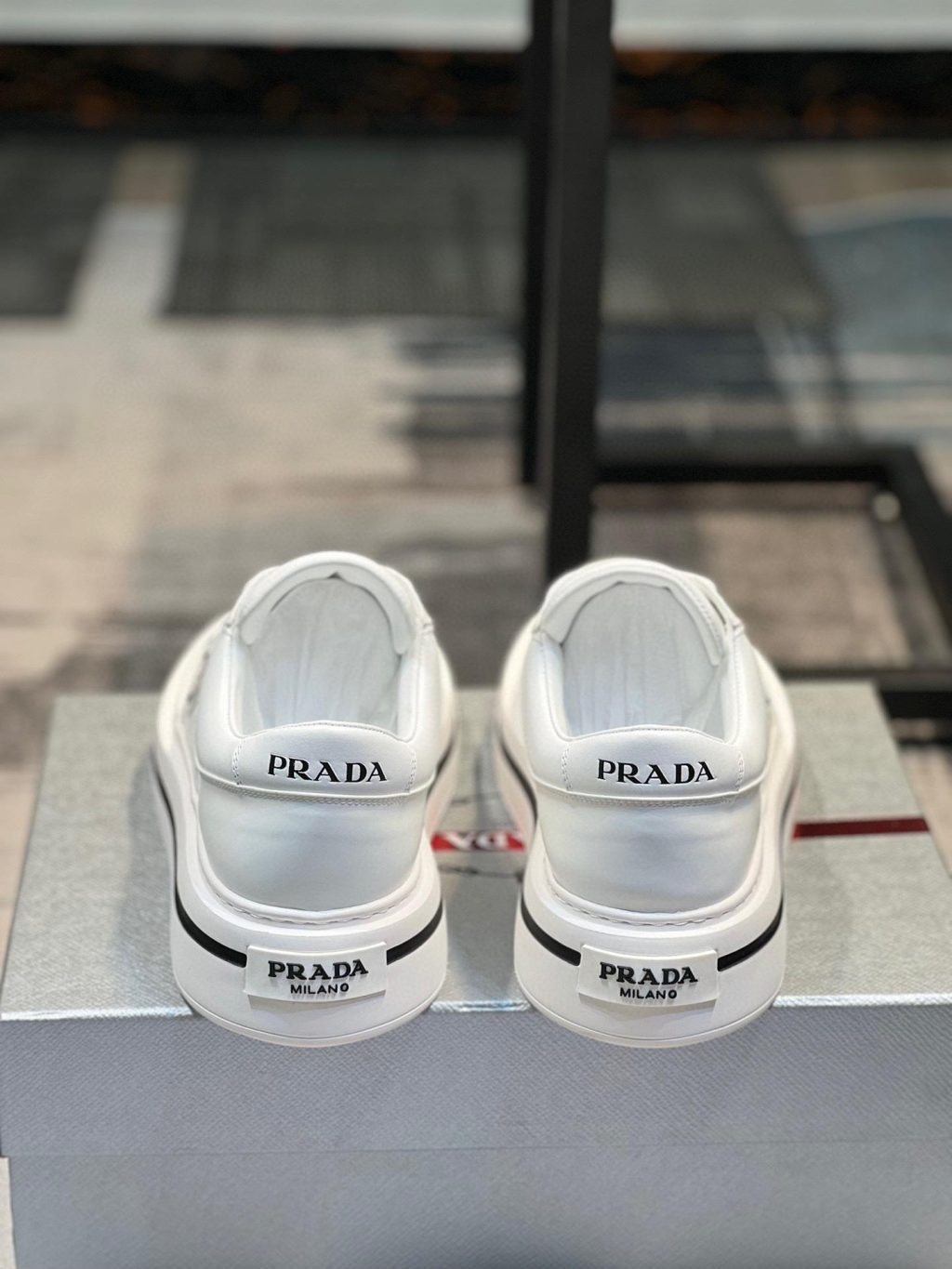 Prada Downtown Triangle Logo White Sneaker - Image 4
