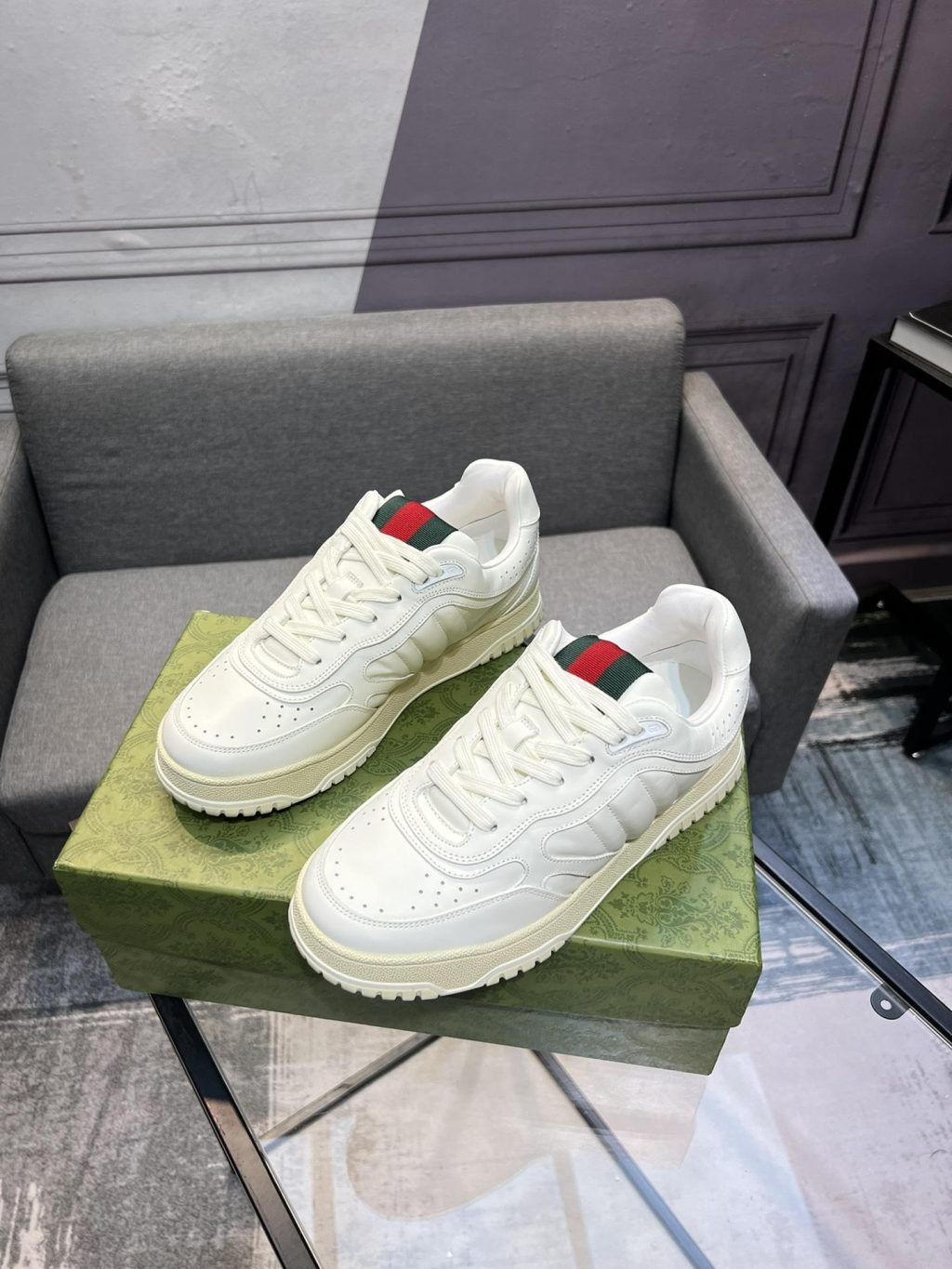 Gucci Re-Web Sneakers in Leather - Image 4