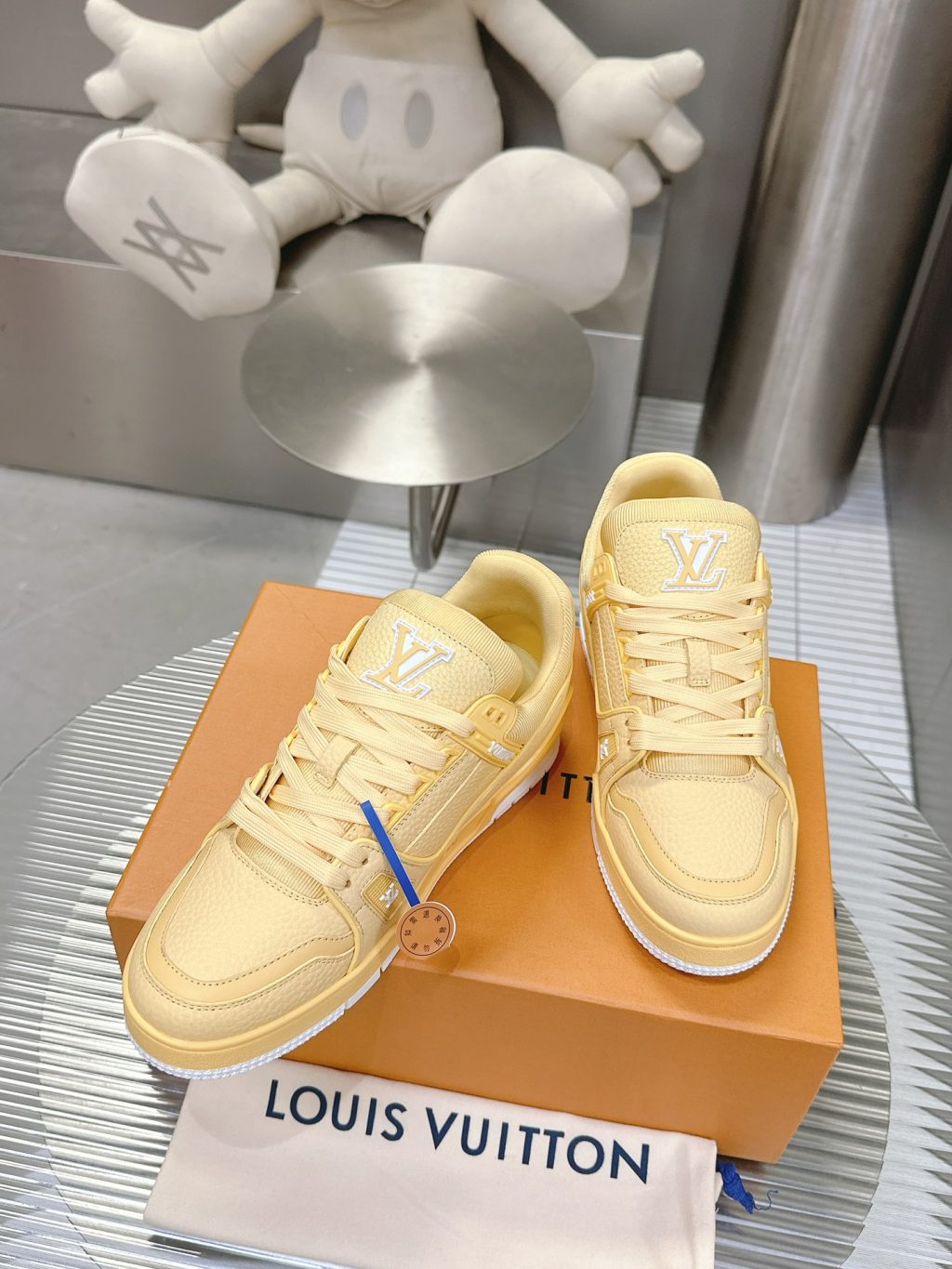 Louis Vuitton LV Trainer Grained Calf Leather Yellow Best Quality - Image 4