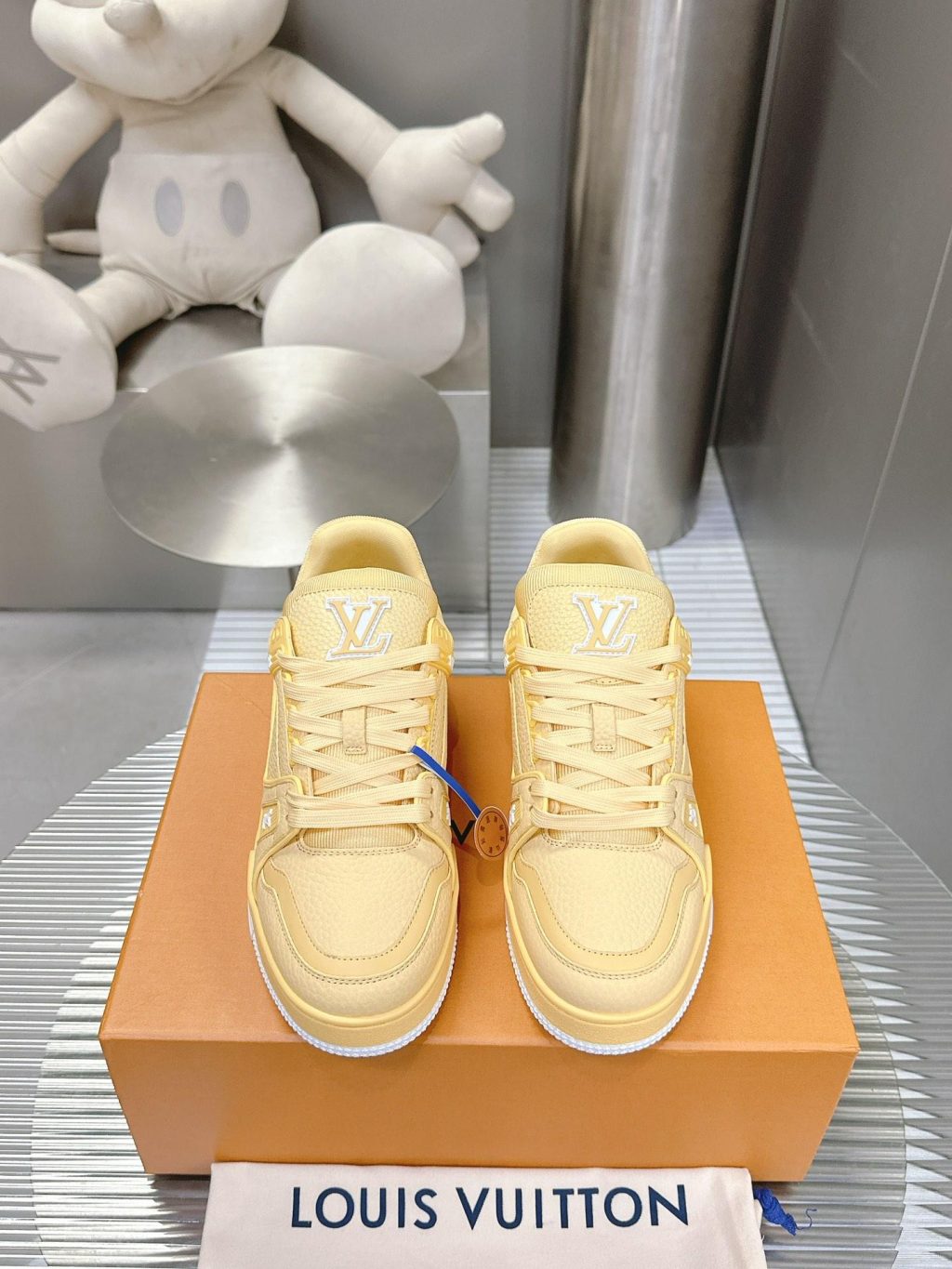 Louis Vuitton LV Trainer Grained Calf Leather Yellow Best Quality - Image 2