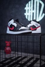Nike Jordan 1 Mid Black Chile Red White Sneaker - Image 2