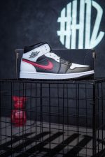 Nike Jordan 1 Mid Black Chile Red White Sneaker - Image 3