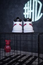 Nike Jordan 1 Mid Black Chile Red White Sneaker - Image 4