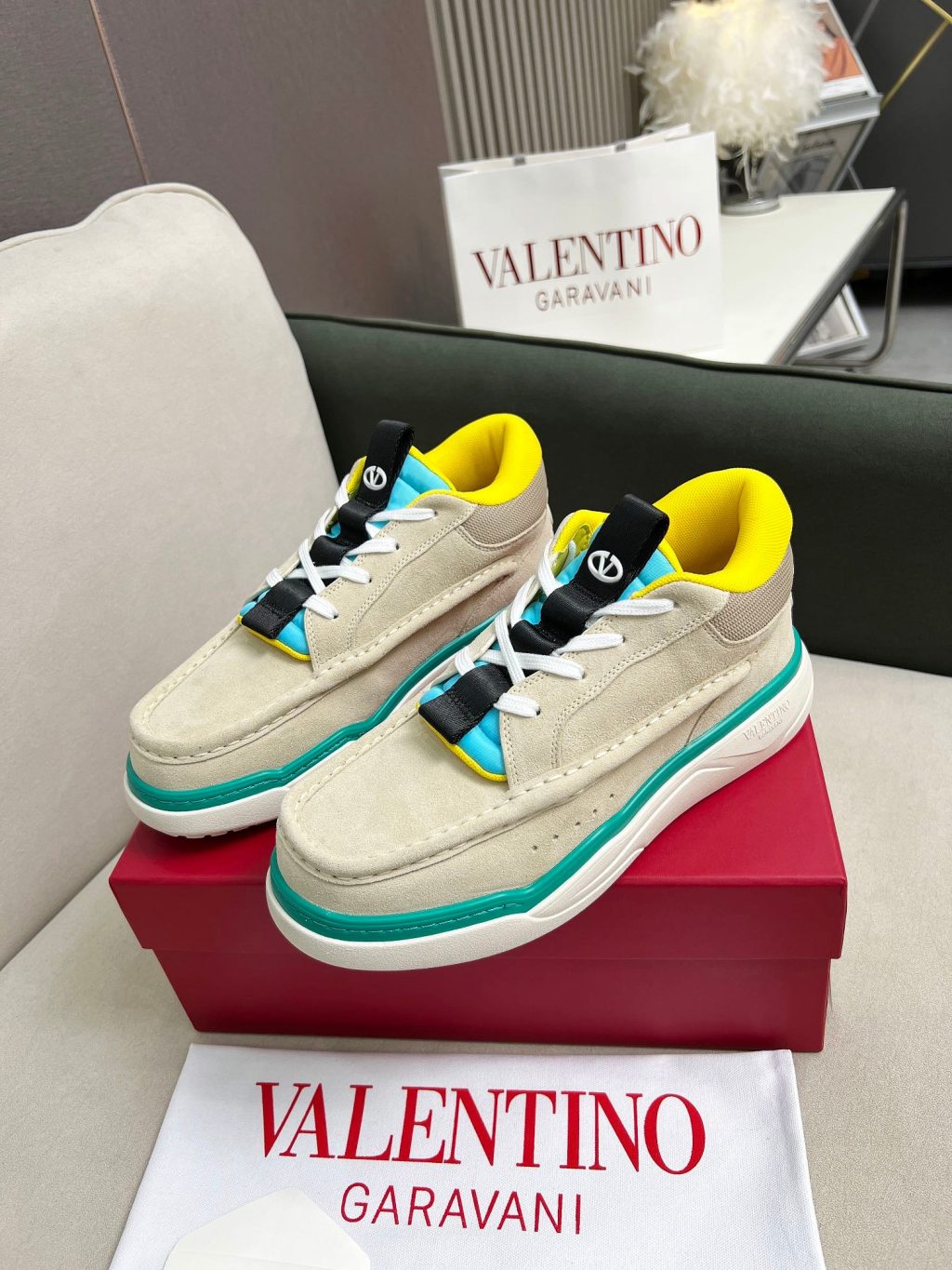 VALENTINO CALFSKIN LEATHER MID-TOP RUNBOOT SNEAKER - Image 2