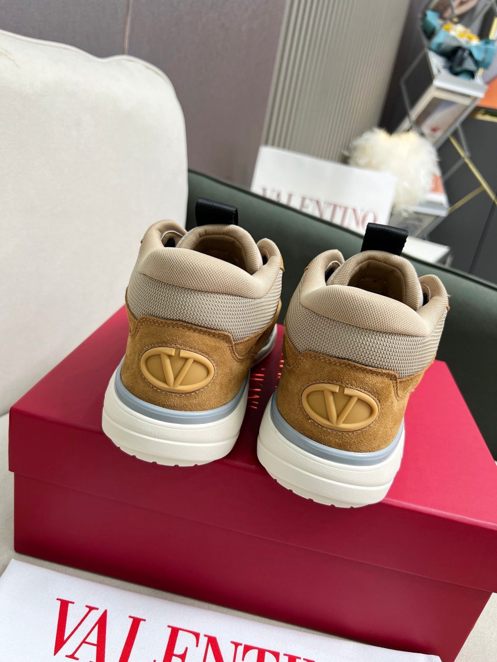 VALENTINO CALFSKIN LEATHER MID-TOP RUNBOOT SNEAKER - Image 3