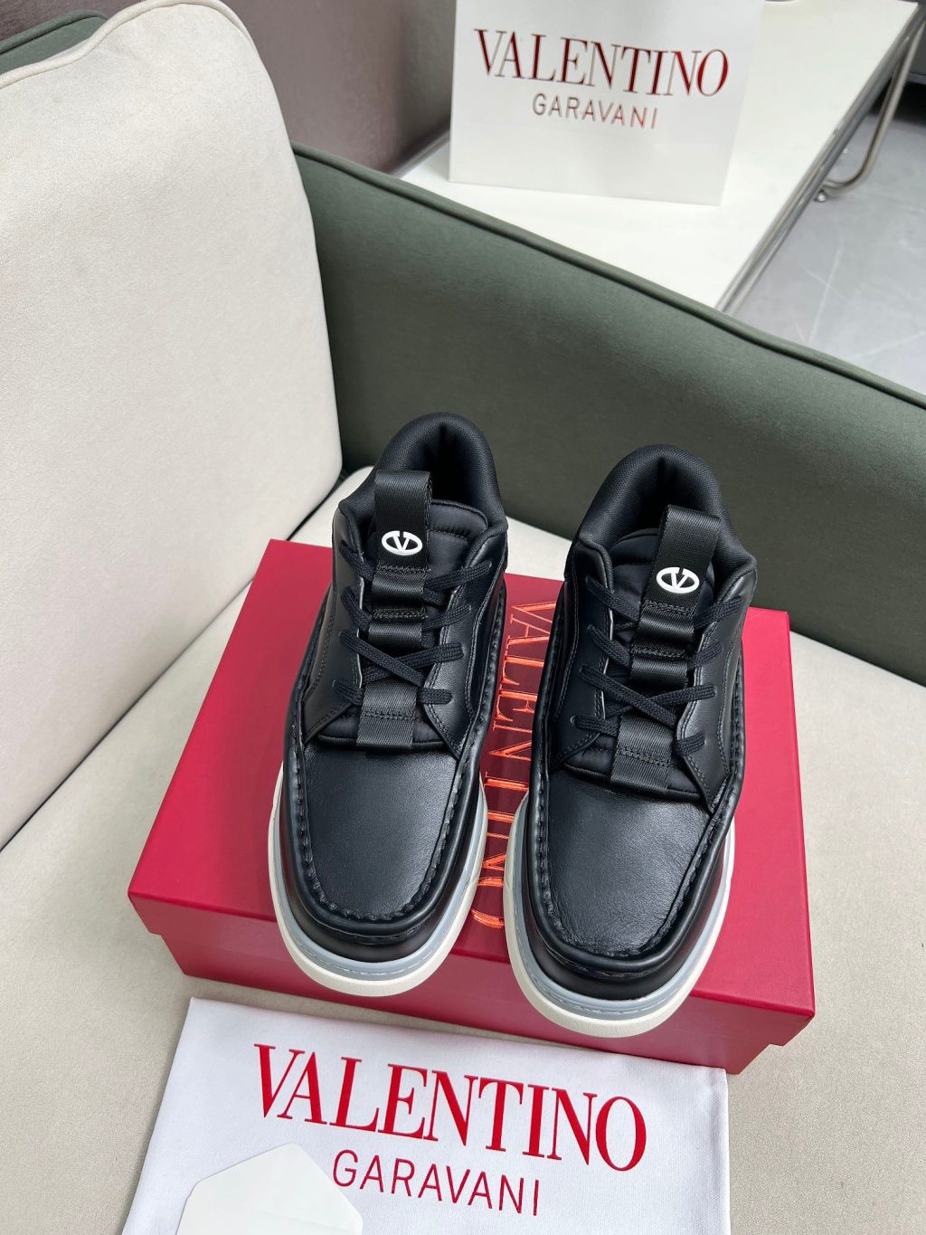 VALENTINO CALFSKIN LEATHER MID-TOP RUNBOOT SNEAKER - Image 2