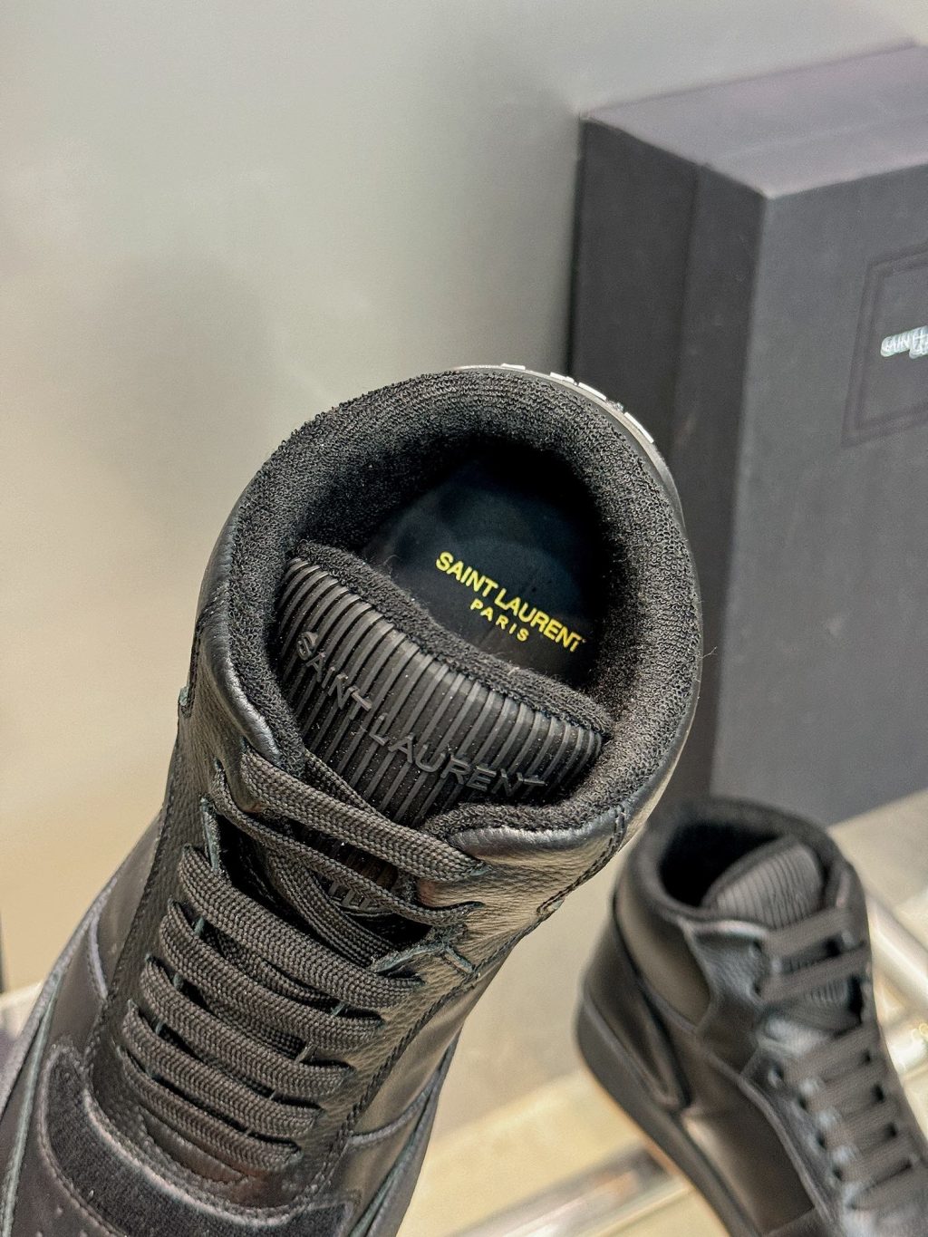 YSL Leather High Top Sneakers - Image 3