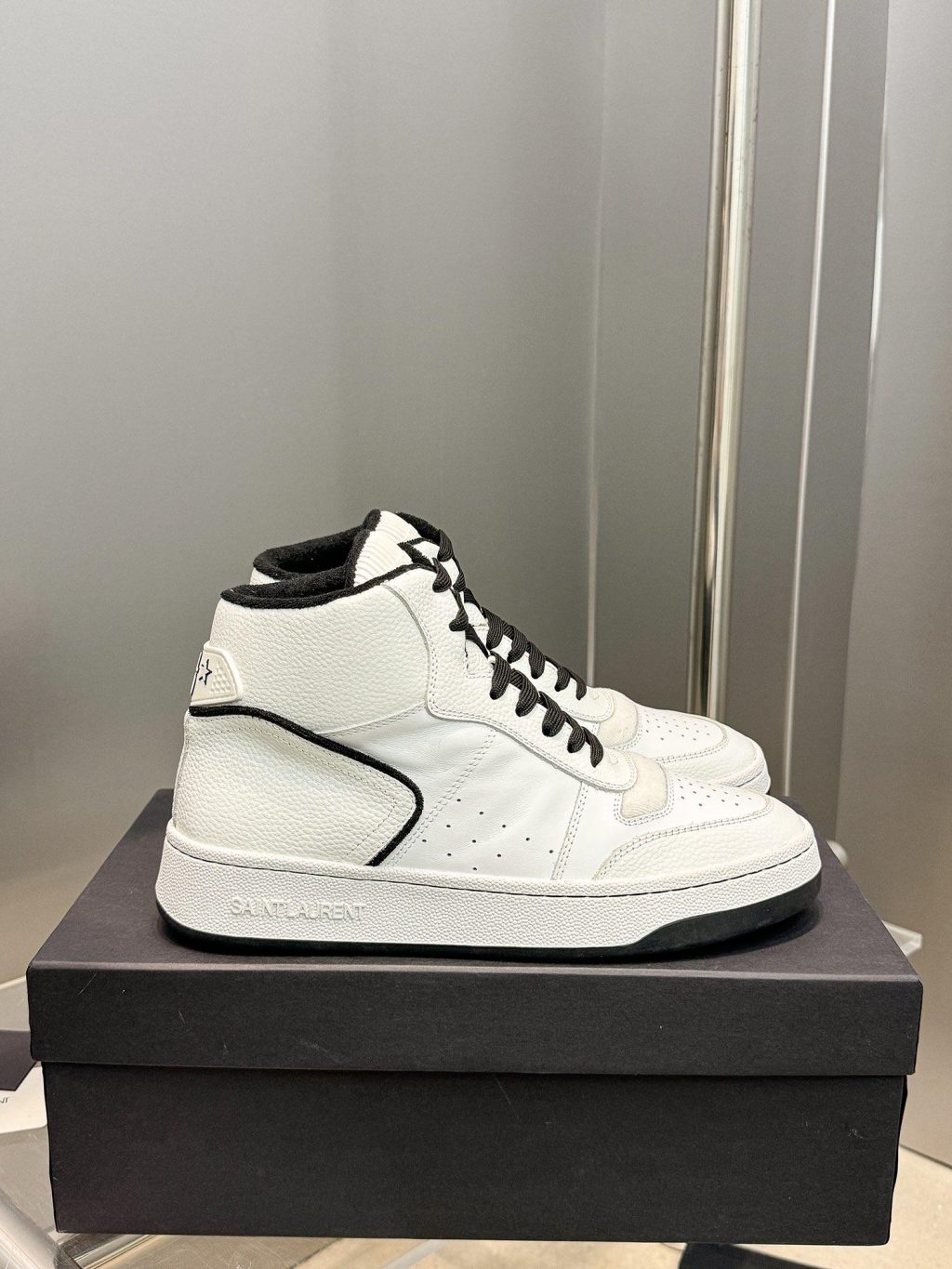 YSL Leather High Top Sneakers - Image 3