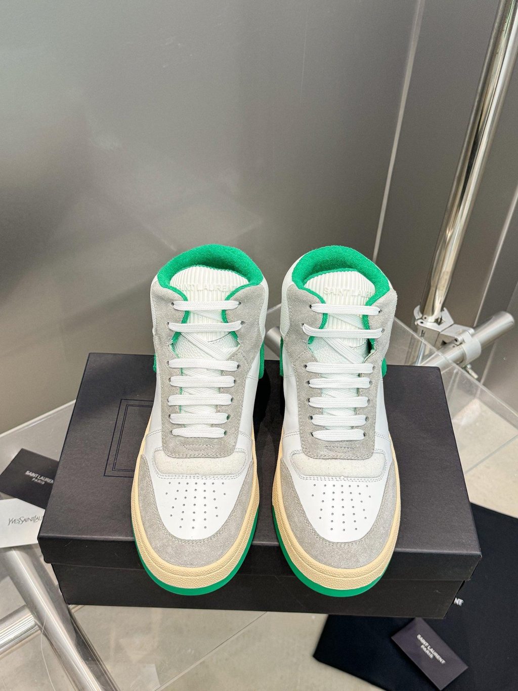 YSL Leather High Top Sneakers - Image 4